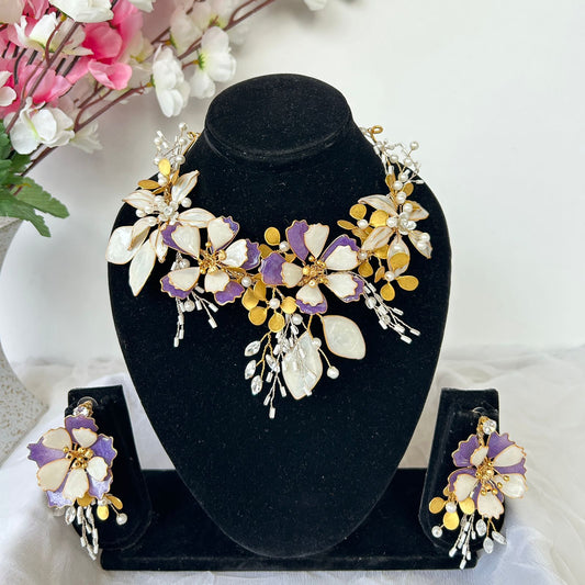 Violet Necklace & Earrings